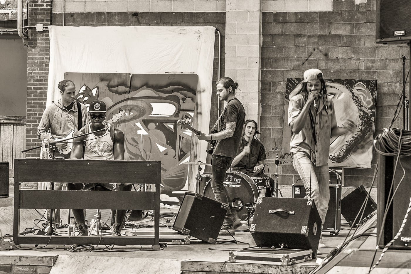 Live band performance photograph with documentary motion feel.
