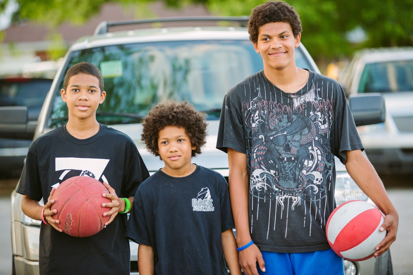 Youth sports portrait with basketballs.